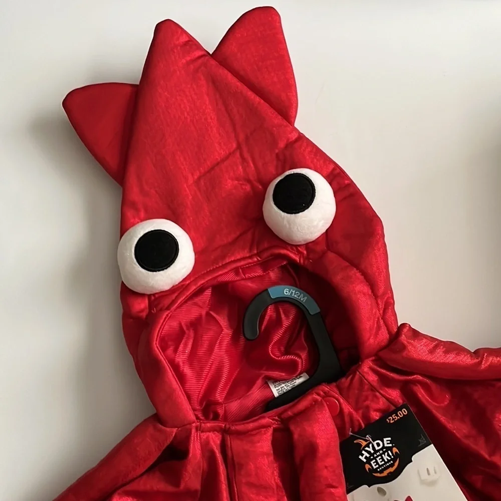 Unisex Hyde‎ And Eek Toddler Red Squid Costume Infant 6-12 Months NEW Red Lame